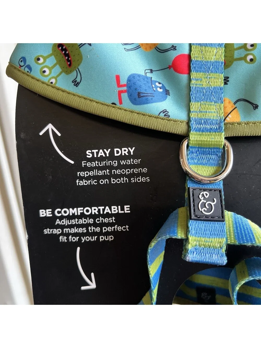 NWT Lucy & Co Dog Puppy Harness Unisex XL Monster Alien Reversible Comfort